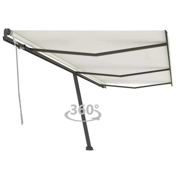 vidaXL Samostatne stojaca ručne zaťahovacia markíza 600x300 cm krémová