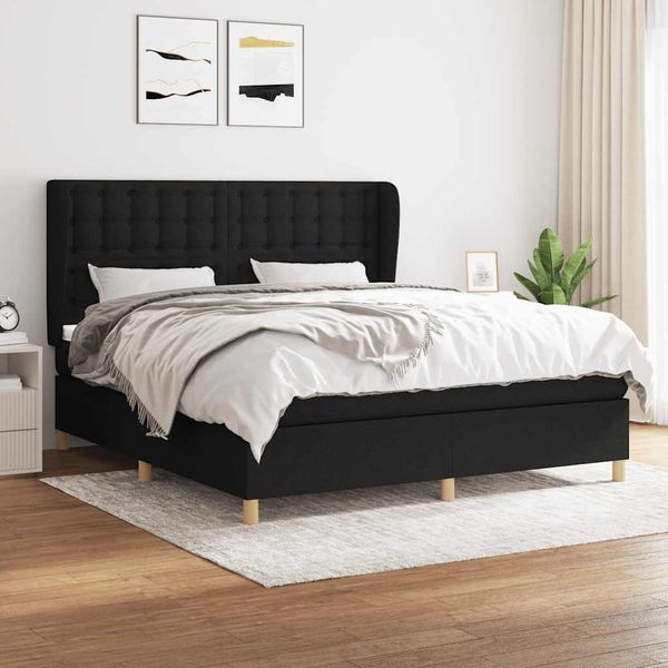vidaXL Posteľný rám boxspring s matracom čierny 160x200 cm látka