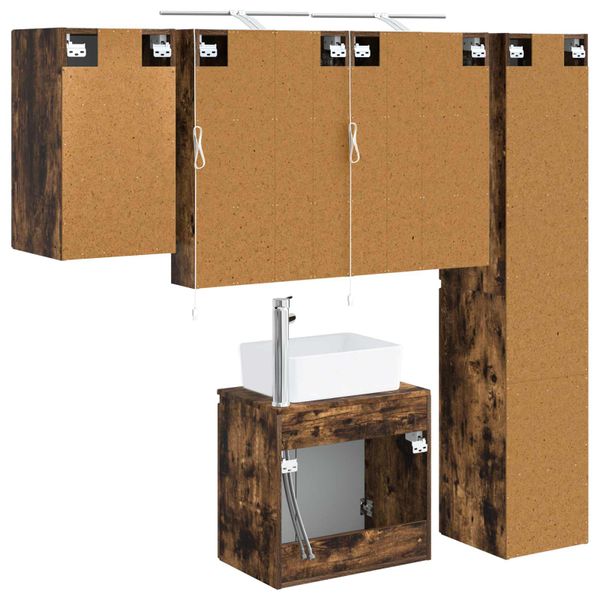vidaXL Set kabinetov do kúpeľne 5 pcs Dymový dub 50 x 14,5 x 70 cm