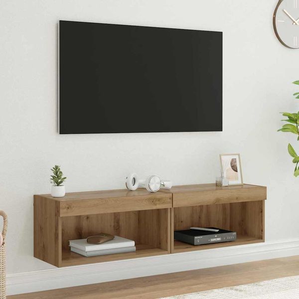 vidaXL Zostava TV skriniek s LED 2 pcs Remeselný dub 60 x 30 x 30 cm