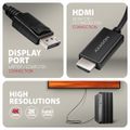 AXAGON RVD-HI20C2, DisplayPort -> HDMI 2.0b redukce / kabel 1.8m, 4K/60Hz Kabel, DisplayPort (M) na HDMI 2.0a (M), 4K/60Hz, HDCP 2.3, 1,8m, cerný