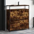 vidaXL Botník so 4 výklopnými zásuvkami dymový dub 100x34x112 cm