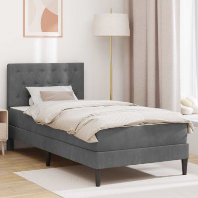 vidaXL Rám postele s matracom Tmavo šedá 100 x 200 cm Zamat
