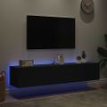 vidaXL TV nástenné skrinky s LED svetlami 2 ks čierne 80x35x31 cm