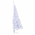 vidaXL Umelý polovičný vianočný stromček+stojan, biely 150 cm, PVC