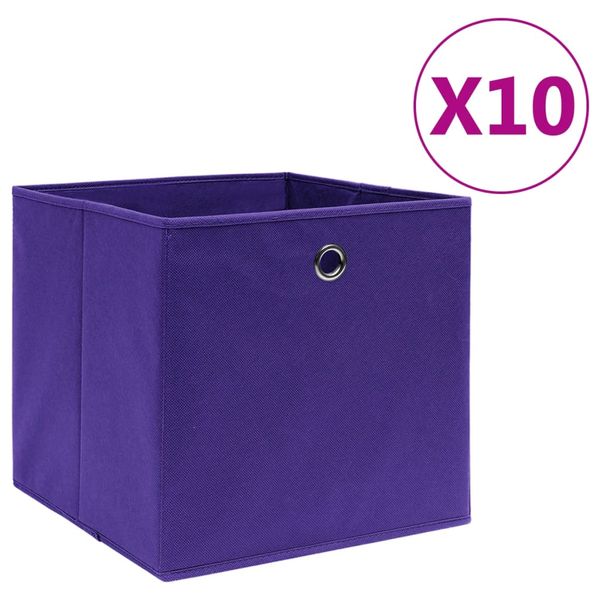 vidaXL Úložné boxy 10 ks, netkaná textília 28x28x28 cm, fialové