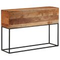 vidaXL Konzolový stolík 110x30x75 cm masívna akácia a železo