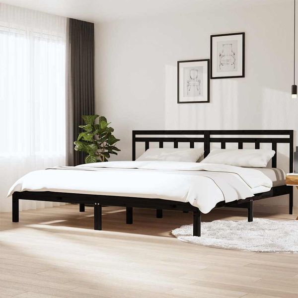 vidaXL Posteľný rám čierny borovicový masív 160x200 cm
