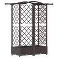 vidaXL Vyvýšený záhon s mriežkou a strechou Hnedá 124 x 40 x 123 cm PP