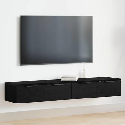 vidaXL Závesná skrinka so zásuvkou 2 pcs Čierny dub 68 x 30 x 20 cm