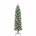 vidaXL Umelý chudý vianočný strom Zelená a biela 180 cm