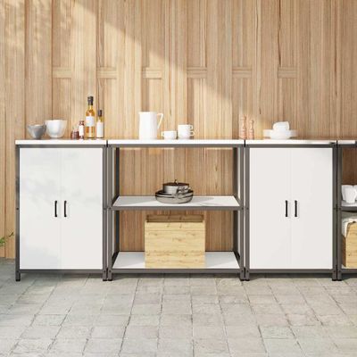 vidaXL Kuchynský úložný set HATTEM 3 pcs Biela Studený valcovaný oceľ
