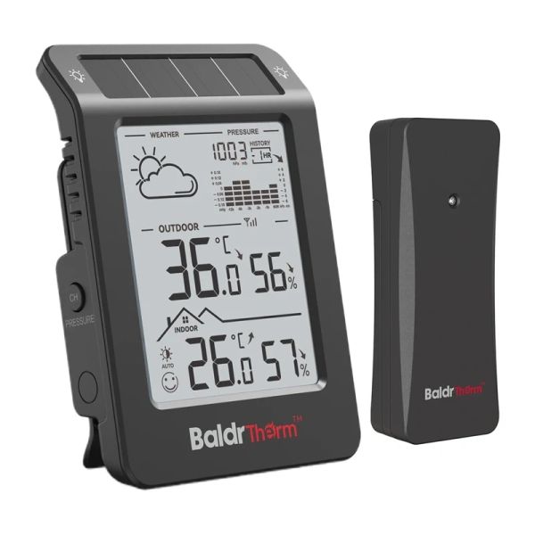 BALDRTHERM B0596WT2H2P-V1 – meteorologická stanica napájaná solárnou energiou (čierna)