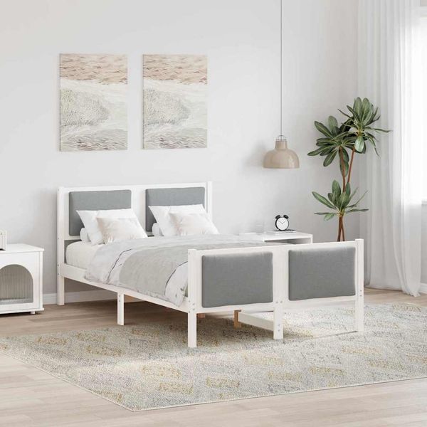 vidaXL Rám postele s čelnou doskou Svetlosivá 120 x 200 cm látka