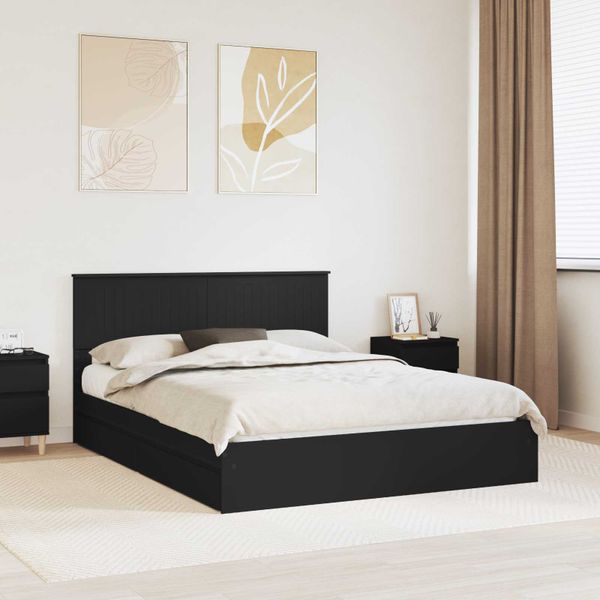 vidaXL Úložná posteľ so zásuvkou Čierna 150 x 200 cm Kompozitné drevo