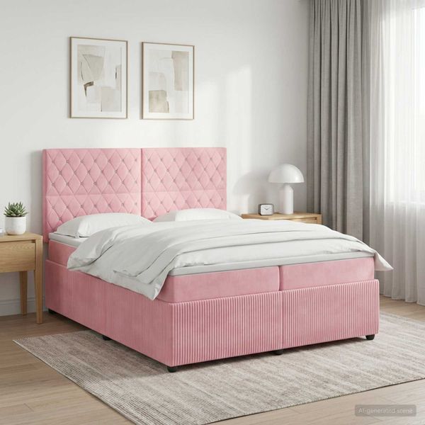 vidaXL Posteľ boxspring s matracom Ružová 200 x 200 cm Zamat