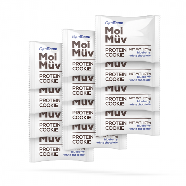 MoiMüv Protein Cookie - GymBeam, čučoriedka-biela čokoláda, 12 x 75 g