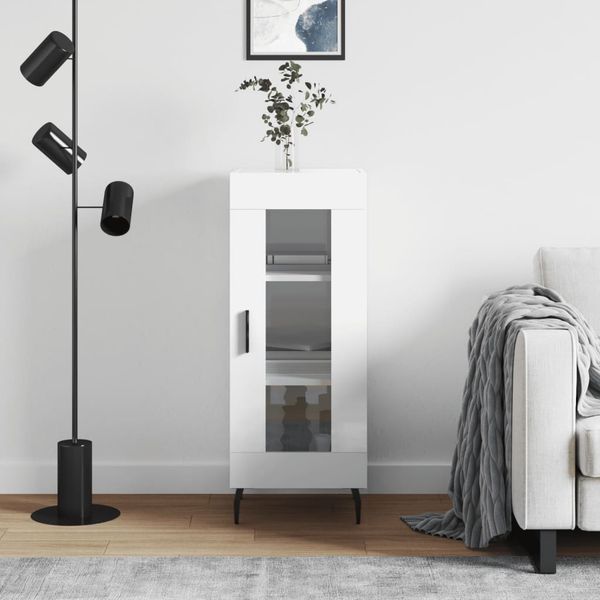 vidaXL Komoda lesklá biela 34,5x34x90 cm spracované drevo