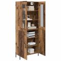 vidaXL Highboard Staré drevo 69,5 x 34 x 180 cm Kompozitné drevo