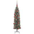vidaXL Umelý chudý vianočný strom Zelená a biela 150 cm