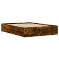 vidaXL Posteľný rám so zásuvkami dymový dub 135x190cm kompozitné drevo