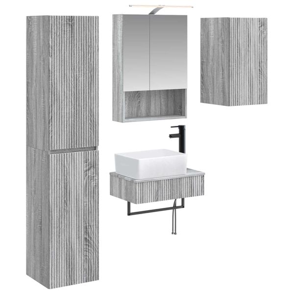 vidaXL Sada kúpeľňového nábytku 5 pcs Sivý Sonoma