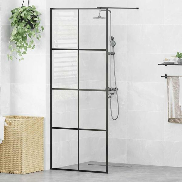 vidaXL Sprchová zástena z priehľadného ESG skla 80x195 cm čierna