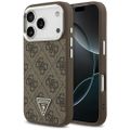 Puzdro Guess Case Magsafe 4G PU Leather s trojuholníkovým logom a strieborným kovovým rámom fotoaparátu pre iPhone 17 Pro Hnedá
