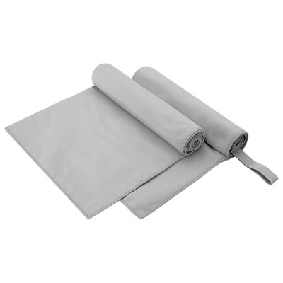 vidaXL Športové uteráky 2 pcs Sivá 100 x 50 cm Polyester a polyamid