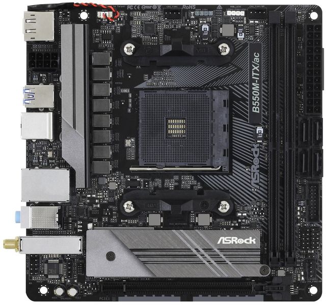 ASRock B550M-ITX/ac / AMD B550 / AM4 / 2x DDR4 DIMM / HDMI / DP / M.2 / WiFi /Mini-ITX Základná doska, AMD B550, AM4, 2x DDR4 DIMM (max. 64GB), Wi-Fi, M.2, HDMI, DisplayPort, USB typ C, Mini-ITX