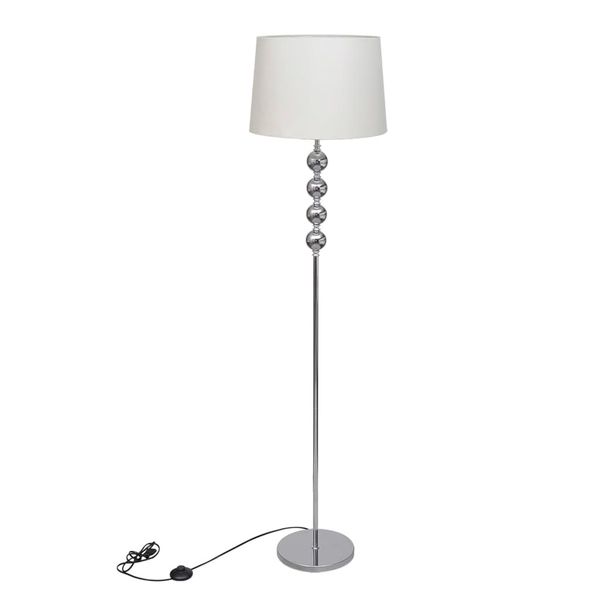 Stojaca lampa s vysokým stojanom s guľovými dekoráciami, biela