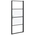 vidaXL Sprchové dvere 81x195 cm polopriehľadné tvrdené sklo čierne