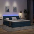 vidaXL LED úložná posteľ s matracom Modrá 180 x 200 cm Látka