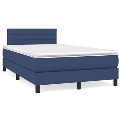 vidaXL Boxspring posteľ s matracom a LED modrá 120x190 cm látka