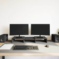 vidaXL Nastaviteľný stojan na monitor, čierny dub, 60x24x10,5 cm, umelé drevo