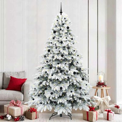 vidaXL Umelý vianočný stromček s 300 LED-i Biela 240 cm PE a PVC