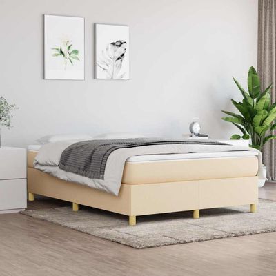 vidaXL Posteľný rám s boxspringom krémová 140x200 cm látka