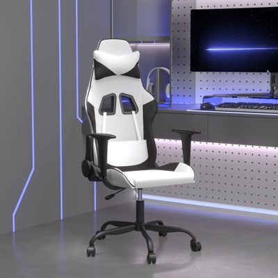 vidaXL Herná stolička biela a čierna umelá koža