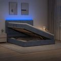 vidaXL LED úložná posteľ s matracom Tmavosivá 140 x 200 cm Zamat