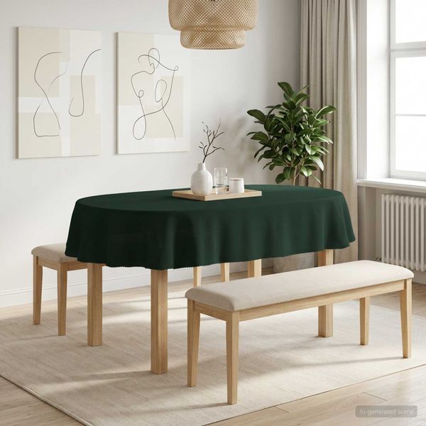 vidaXL Uterák na stôl 5 ks Oválny Tmavozelená 130 x 180 cm Polyester
