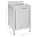 vidaXL Gastro kuchynský drez so skrinkou 60x60x96 cm nehrdzavejúca oceľ