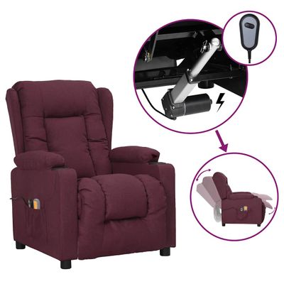 vidaXL Elektrické masážne kreslo fialové látka