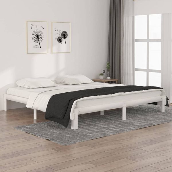 vidaXL Rám postele biely masívna borovica 200x200 cm
