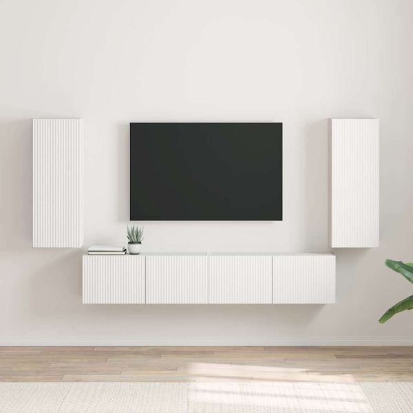 vidaXL TV nástenná skriňa 2 pcs Biela 30 x 31 x 80 cm Kompozitné drevo