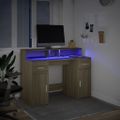 vidaXL Stôl s LED svetlami dub sonoma 120x55x91 cm kompozitné drevo