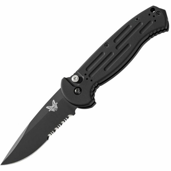 Benchmade 9051SBK AFO II automatický vreckový nôž 9 cm, Cerakote, celočierna, Cordura puzdro