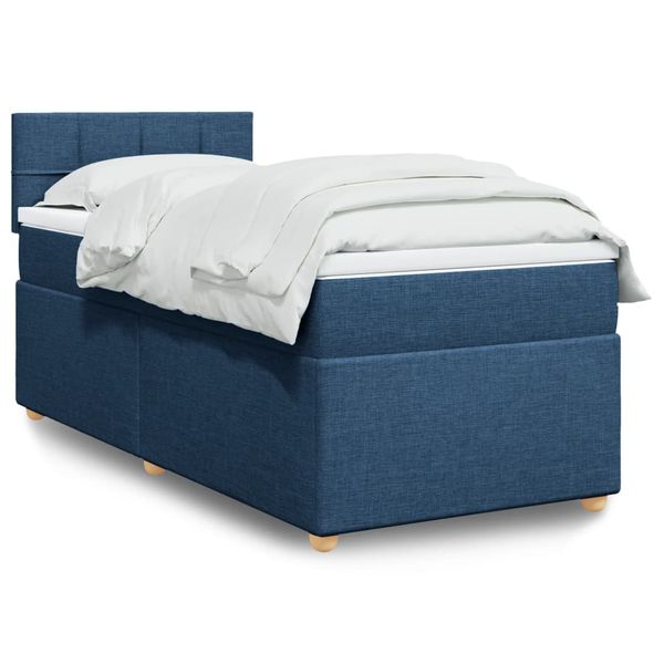 vidaXL Posteľný rám boxsping s matracom modrý 80x200 cm látka