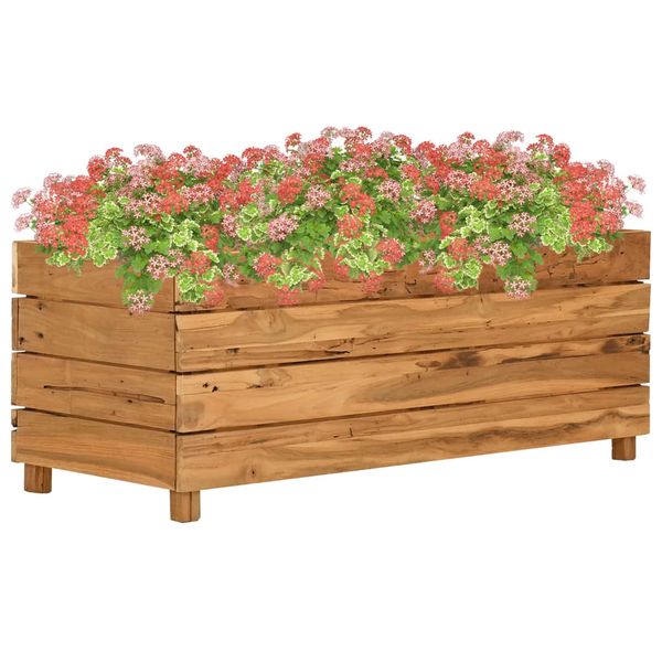 vidaXL Vyvýšený záhon 100x40x38 cm, recyklované tíkové drevo a oceľ