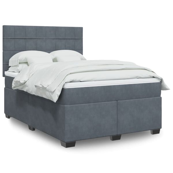vidaXL Posteľný rám boxspring s matracom tmavosivý 160x200 cm zamat