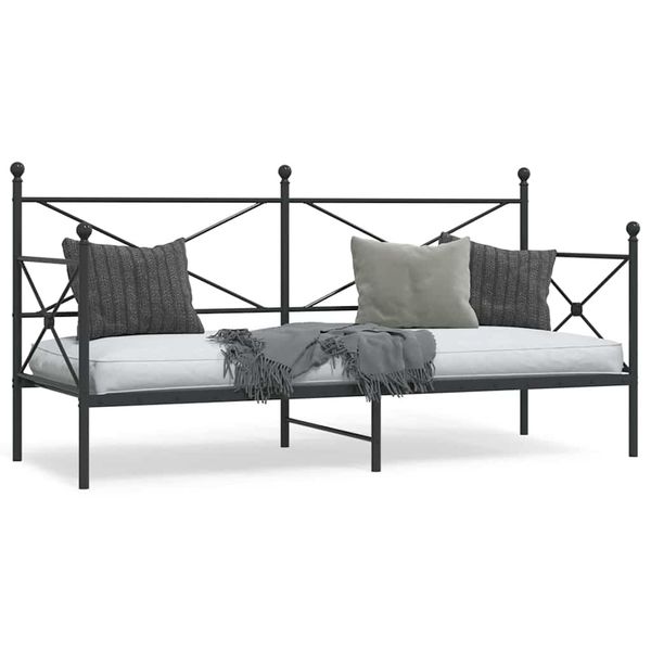 VidaXL Denná posteľ bez matraca Čierna 75x190 cm Oceľ